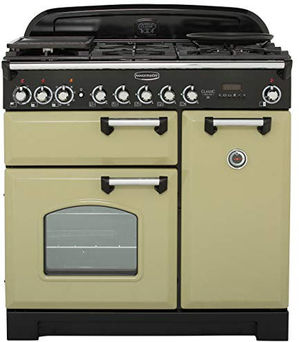 Rangemaster CDL90DFFOG/C Freestanding A Rated Dual Fuel Range Cooker -Olive Green