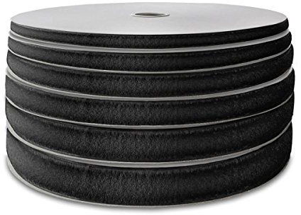 Klettband selbstklebend 25 m | weiß oder schwarz | Breite frei wählbar | Flauschband oder Hakenband (10 mm Flauschband, schwarz)