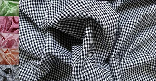 StoffBook Vichy KAROSTOFF Baumwolle KÜCHENKARO Stoff Stoffe, C357 (Schwarz, Karo-größe 2MM)