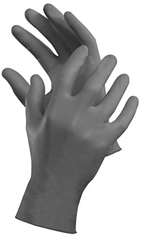 AJSIA Guanto MONOUSO Nitrile Senza Polvere col. Nero Art. G00518 Plus - CONF. 100 PZ (Large)