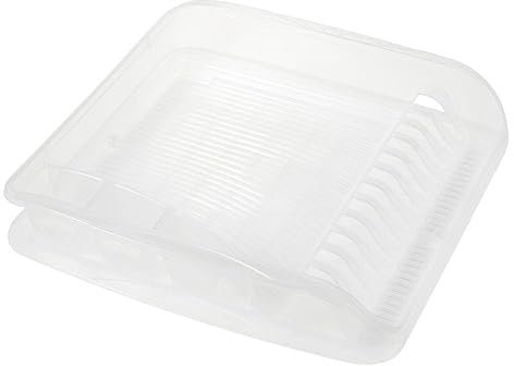 keeeper Geschirrabtropfkorb mit Tablett, Kunststoff, 39,5 x 39,5 x 8 cm, Pierre, Transparent