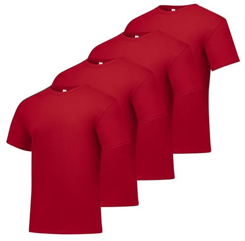 Hanes Mens Essentials Pack, Crewneck Cotton T-shirts For Men, 4 Or 6 Available Fashion-t-shirts, Deep Red - 4 Pack, Medium US