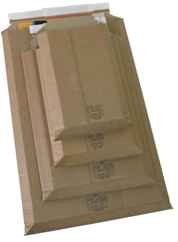 Versandtaschen Premium aus Mikro-Wellpappe Karton DIN A5 - flach:250x175mm / aufgestellt 220x125x50mm (PS.401) (100)