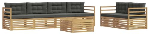 vidaXL Outdoor-Sofagarnitur 7 pcs Weiß und Anthrazit Polyester, Garten-Lounge, modernes Outdoor-Sofa, modulares Set für Terrasse, Bequeme Sitzmöbel