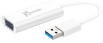 j5create USB to VGA Adapter Cable- Multi-Monitor Desktop Display USB Video Card Converter | 1080p HD Playback | Compatible with Windows 10, 8.1, 8, 7, XP, and Mac OS - White