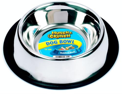 Munch & Crunch Stainless Steel Anti Slip Dog Bowl – 340ml Capacity for Small Dogs and Cats