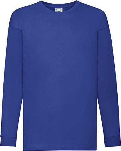 Fruit of the Loom Valueweight Children's Long-Sleeve T-Shirt Choice of Colours - Blue - One Size