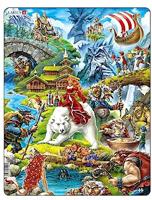 Larsen US23 Rahmenpuzzle für Kinder I Trolle & andere nordische Sagenwesen I Puzzle ab 3 Jahre I Schönes Kinderpuzzle mit 30 Teilen I Spielen & Lernen