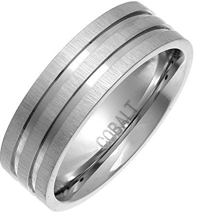 Theia Ring Cobalt Flach ovale Form Matt mit zwei Rillen 6mm - Größe 66 (21.0)