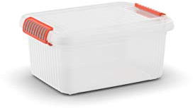 Kis 8560000 0719 01 Aufbewahrungsbox K Latch Box, 14 L, Plastik, transparent/orange, 39 x 29 x 18 cm