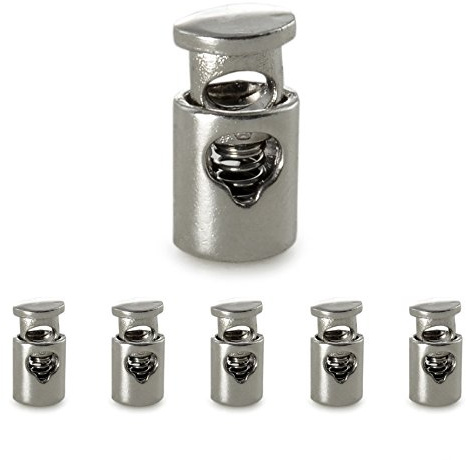 Ganzoo Kordelklemme Kordelstopper Metall silber verchromt gerade Form mit 1 Loch für Kordel Seil Schnürsenkel an Jacke Hoodie Kapuze Sporthose Rucksack Zelt Camping Outdoor Loch 4 mm 5er Set 17 x 9 mm