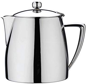 Café Stål Art Deco DT-010 Doppelwandige Teekanne aus hochwertigem 18/10 Edelstahl – Hochglanzpolitur, 10oz