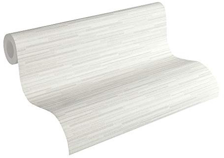 A.S. Création Papier Peint À Rayures Elements Papier peint intissé 10.05 m x 0.53 m Blanc Gris Fabriqué en Allemagne 709721 7097-21