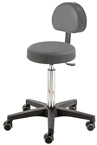 Rollhocker comfort swing 4411, Sitzhöhe ca. 54 - 73 cm, Rundsitz Ø 33cm, verstellbares Rückenteil, Einhebel-Auslösemechanik, stufenlose Höhenverstellung, Kunststoff-Fußkreuz, Universal-Doppelrollen Ø 50mm, Rollen/Bodengleiter:weiche Radbandage, Polsterdekor:Dekor schwarz