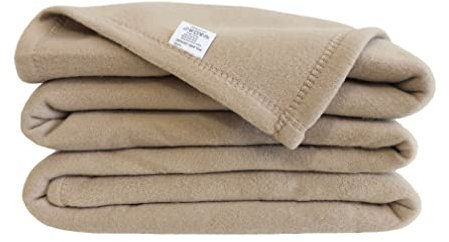 Poyet Motte Poleco Fleecedecke, Polyester, Sandfarben, Polyester, Sand, 260 x 240 cm