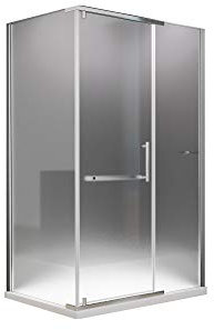 BuyLando.Shop [Typ-Clara] Frostglas - L Form Eck Duschkabine - Dusche - ESG - Variationen (120x90x195cm + Duschwanne + Ablauf)