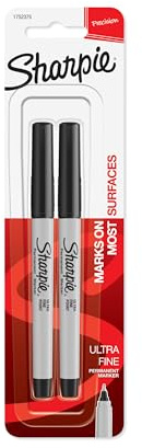 Sharpie Permanent Markers, Ultra Fine Point, Black, 2 Count - Home, School, Office Supplies