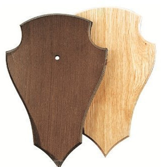 Gehörnbrett für Rehwild 19x12cm spitz mit Ausfräsung - dunkel