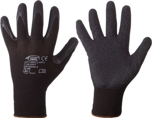 12 Paar Stronghand - Arbeitshandschuh Latex beschichtet Finegrip schwarz, gute Passform