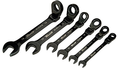 Stanley STHT9-91444 Tech3 Set Chiavi Combinate, a Cricchetto Reversibile e Snodato, 6 Pezzi