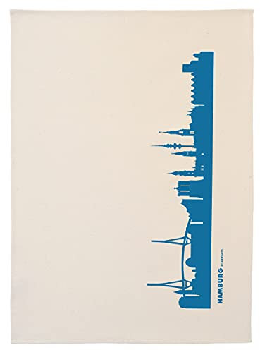 44spaces Hamburg Küchentücher City Skyline Design blau, 50x70 cm Reine Baumwolle (Bio)