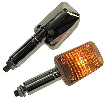 Motorrad Mini Blinker Flood Chrom klar E-geprüft M8 passt für viele Roller, Mopeds und Motorräder