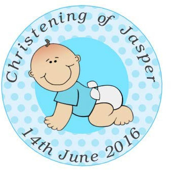 30 x Pre Cut Blue Boy Personalised Christening/Dedication/Baptism/Confirmation Cup Cake - Fairy Cake Toppers/Decorations Edible Wafer Paper