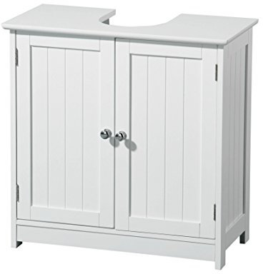 Premier Housewares White Pedestal Sink Under Sink Unit Kitchen Sink Bathroom Under Sink Cabinet Under Basin Storage Undersink Cabinets h60xw60xd30 cm