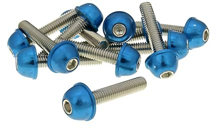 Schraubensatz 12 Stück Alu-Kappe blau - M6x30