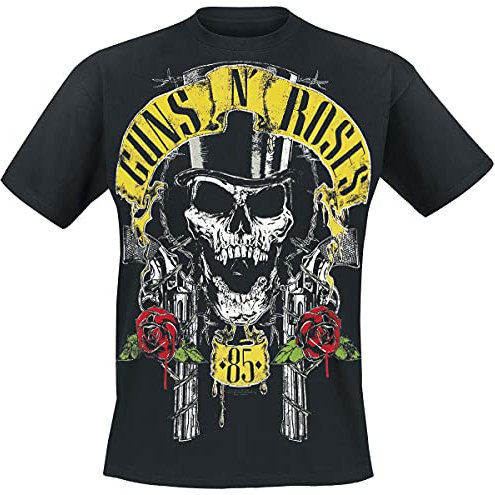 Guns N' Roses Chapeau Haut De Forme Homme T-Shirt Manches Courtes Noir L