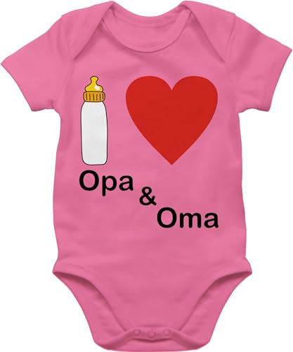 Shirtracer Baby Body Junge Mädchen - Aktuelle Trends - I love Opa und Oma Nuckelflasche - 12/18 Monate - Pink - strampler enkelkind geschenke für babys großeltern bodys ich liebe & babybody
