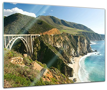 Bilderdepot24 Glasbild - Big Sur Küstenlinie in Kalifornien - 80x60 cm - Deko Glas - Wandbild aus Glas - Bild auf Glas - moderne Glasbilder - Glasfoto - Echtglas