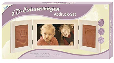 MAMMUT 129010 - 3D Erinnerungen Abdruck-Set Panorama, Komplettset mit Holzrahmen (MDF), 2 Päckchen Modelliermasse und 1 Holzroller, Kreativset für junge Eltern