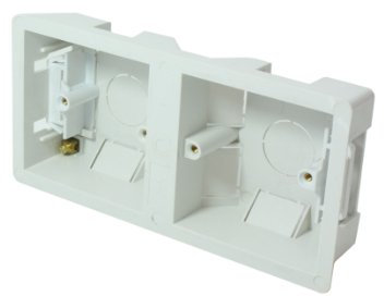 35mm Deep Double/Dual Plastic Dry Lining Back Box - 1 Gang Wall Flush Mount Pattress