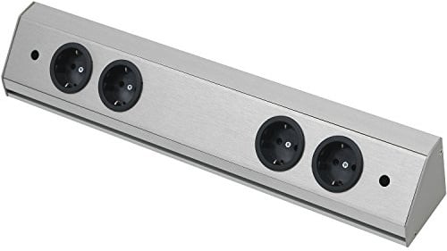 WIPO 13940762200 Steckdosenleiste Corner Compact 230 V, max.3500 Watt, L 760 mm, Edelstahl Effekt