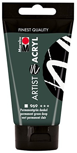 Marabu 12200002969 - Artist Acryl permanentgrün dunkel 75 ml, feine Acrylfarbe in Künstlerqualität, auf Wasserbasis, pastose Konsistenz, hoch pigmentiert, sehr gute Brillanz und Deckkraft