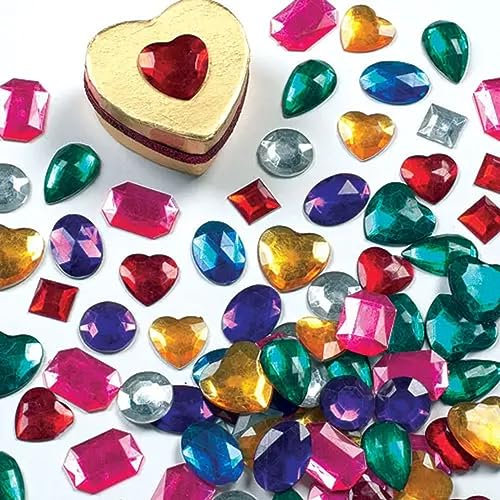Baker Ross EK632 Xawy-974 Große selbstklebende Acryl-Edelsteine (120 Stück) zum Basteln für Kinder, Sortiert