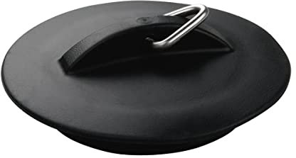 Fackelmann 61040 Bouchon d'évier Universel, Bouchon de lavabo, Bouchon évacuation évier, Plastique, Métal, Noir, 6 cm