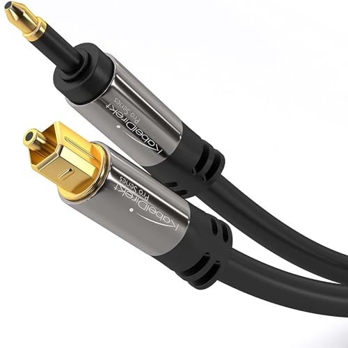 KabelDirekt – Mini-TOSLINK optisches Audiokabel mit LWL Störsignalschutz – 0,5m (Mini-TOSLINK auf TOSLINK, digitales S/PDIF-Kabel/Glasfaserkabel für Soundbar, Stereoanlage/Verstärker, HiFi-Geräte)