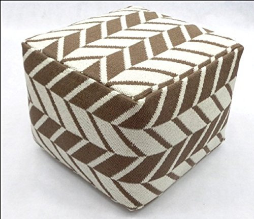 korb.outlet Handgewebter Polsterhocker/Sitzwürfel mit Streifen-Muster, 45x45x45cm (S6)