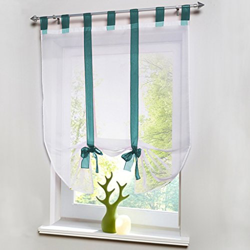 HongYa Raffrollo Voile Transparent Vorhang mit Band BxH 100x140cm Blau