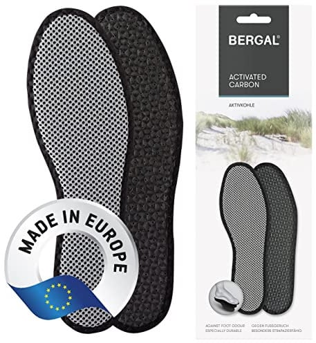 Bergal hygienische Einlegesohlen mit Aktivkohle gegen Schweißfüße, Deo Active Schuheinlagen für hygienisch frische Füße, gegen Gerüche, Klimaregulierung für Freizeit- Sport- und Arbeitsschuhe, Gr. 43