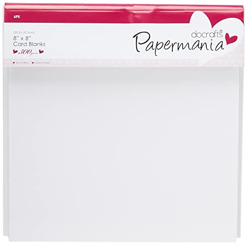 Papermania 20,3 x 20,3 cm 300 GSM Karten und Umschläge, quadratisch, weiß, 6 Stück