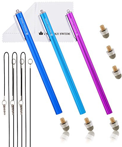 THE FRIENDLY SWEDE XXL Penna Touch per Touchscreen con Punta Ibrida Sostituibile in Microfibra, 18,5cm (Viola + Blu Scuro + Azzurro)