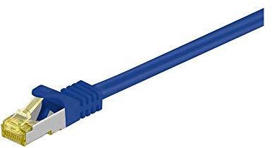 Goobay 91565 RJ45 Patchkabel CAT 6A S/FTP (PiMF) mit CAT 7 Rohkabel / 500 MHz Netzwerkkabel / Internetkabel RJ 45 Stecker / LAN Kabel / Blau 0,25m