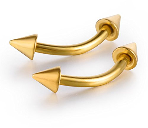 Feilok 2 Stücke Hufeisen Edelstahl Ohr Kegeln Piercing Schmuck Helix Tragus Augenbraueförmige Banane Spitze Spike Ohrringe Bananabell, Gold