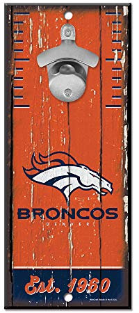 WinCraft Uni – Erwachsene Denver Broncos Schild Holz 5x11 Flaschenöffner, Team-Farben, 5x11