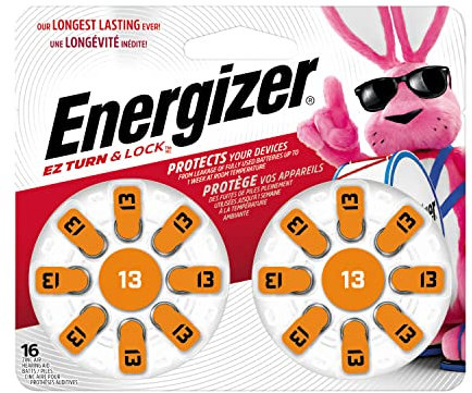 Energizer Batteries AZ13DP EZ Turn and Lock Hearing Aid, Size 13, 16 Count