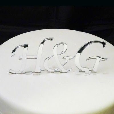 Personalised Initials Mirrored Wedding Cake Topper