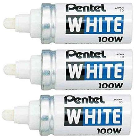 Pentel Marker, permanent, Weiß, X100 W Rundspitze, 2,9 mm, 3 Stück